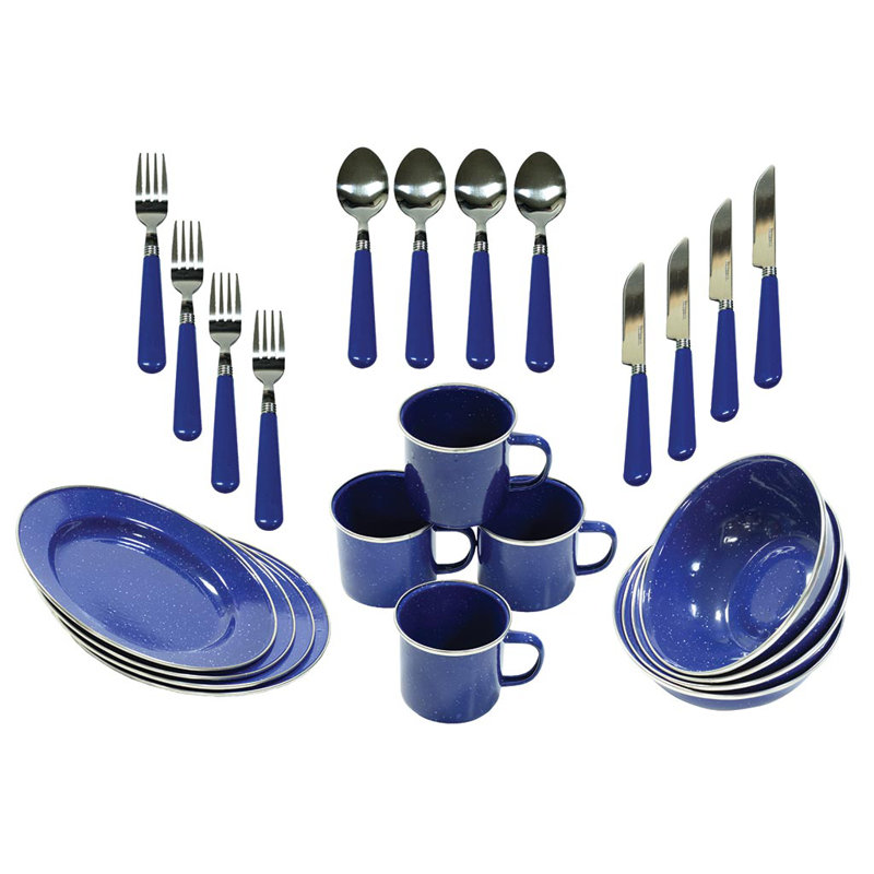 Stansport Enamel Camping 24 Piece Dinnerware Set, Service for 4 Wayfair